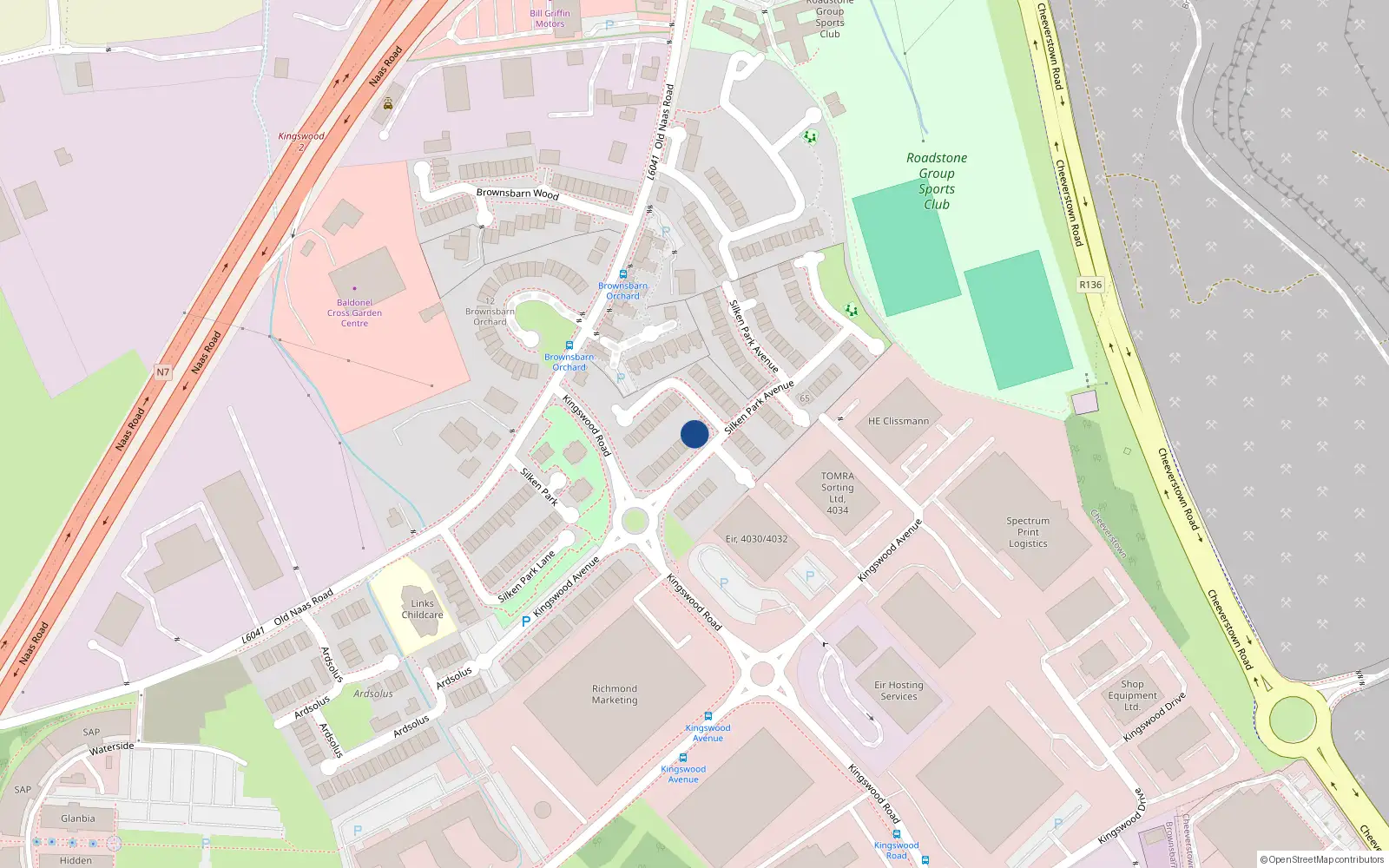 Overhead map showing the location of 8 Silken Park Avenue, Dublin 22