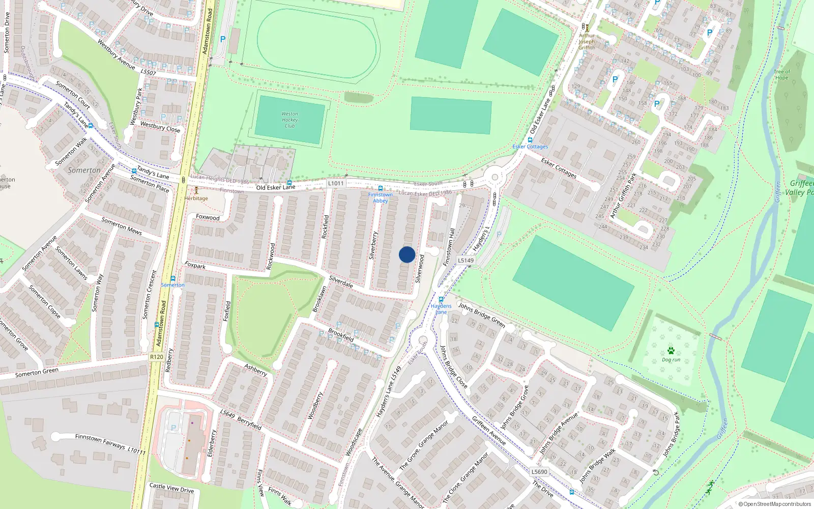 Overhead map showing the location of 8 Silverwood, Lucan