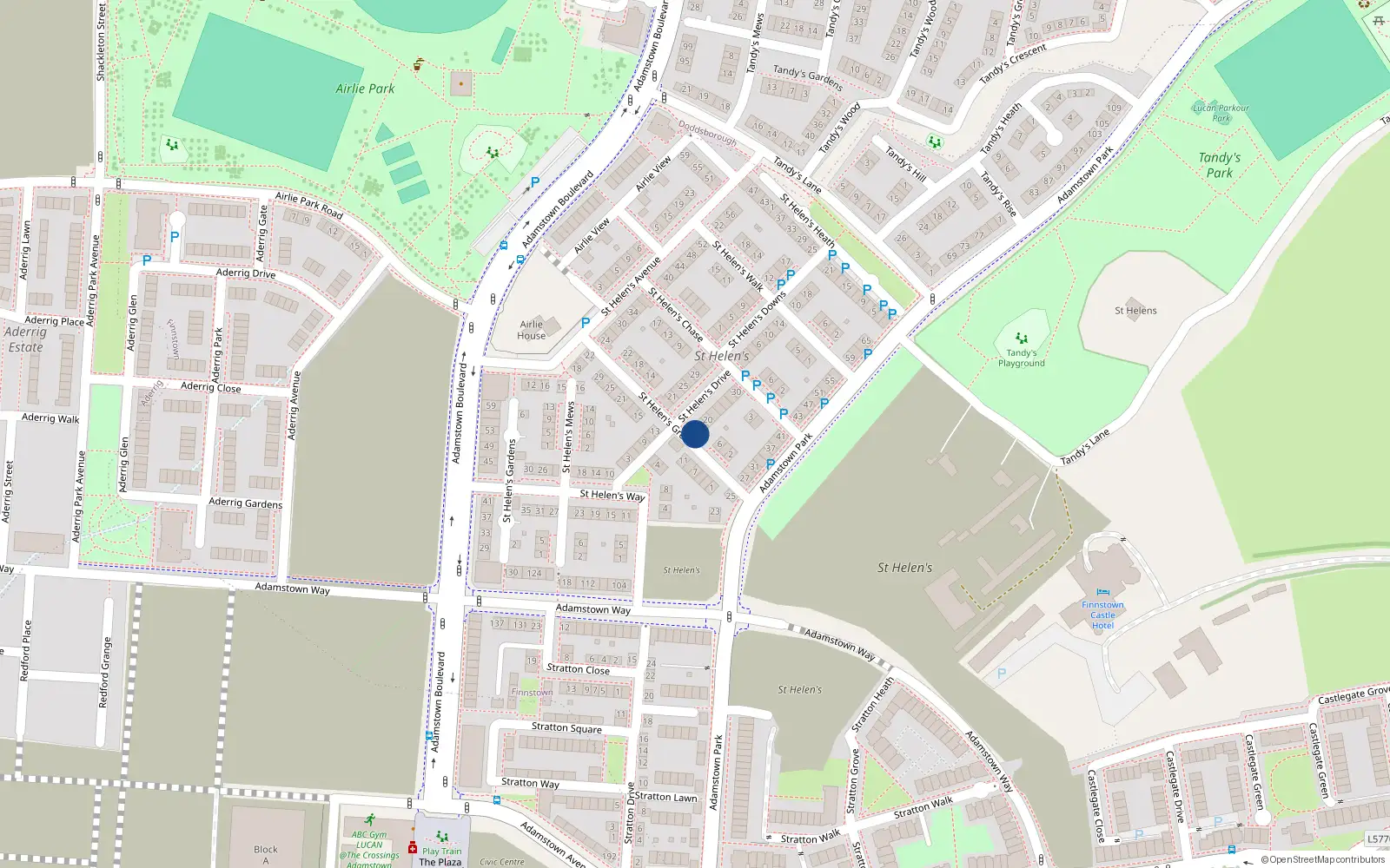 Overhead map showing the location of 8 Saint Helen's Grove, Lucan