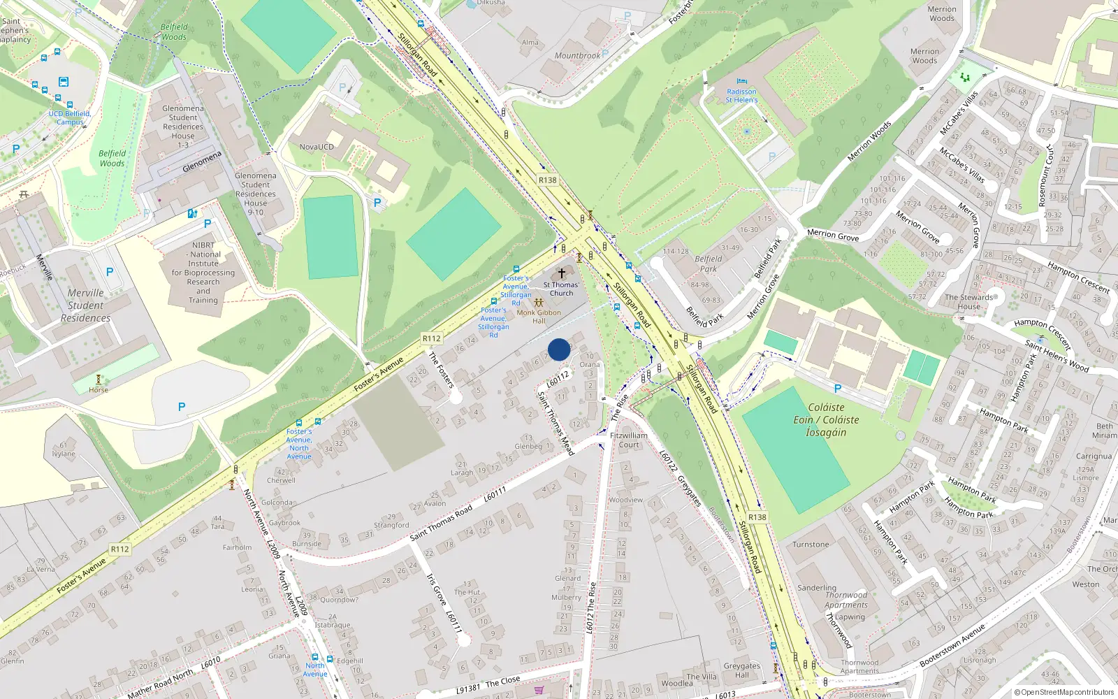 Overhead map showing the location of 8 St Thomas Meade, Mount Merrion, Blackrock