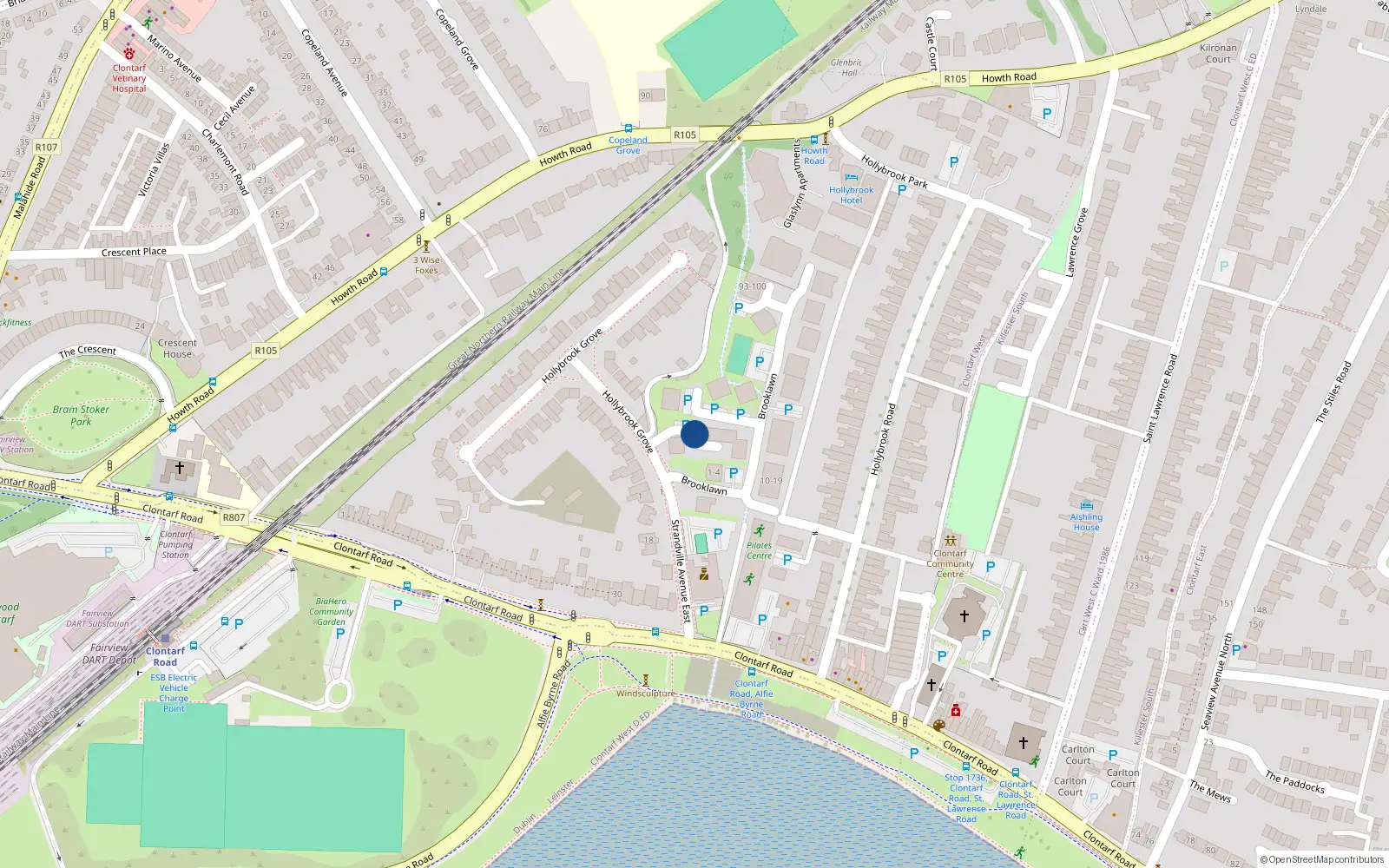 Overhead map showing the location of 8 Strandville Avenue East, Dublin 3