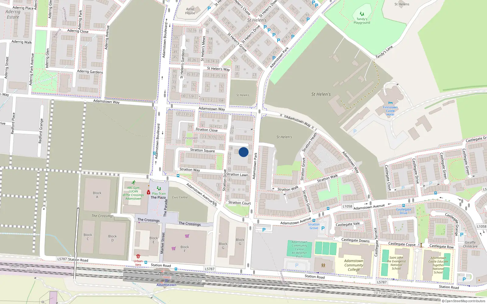 Overhead map showing the location of 8 Stratton Vale, Lucan