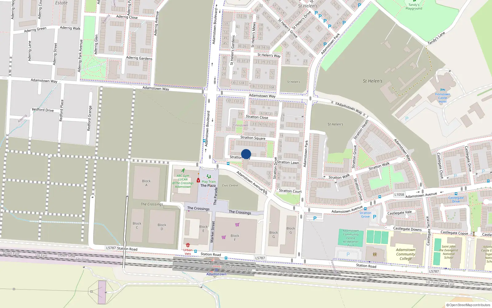 Overhead map showing the location of 8 Stratton Way, Lucan