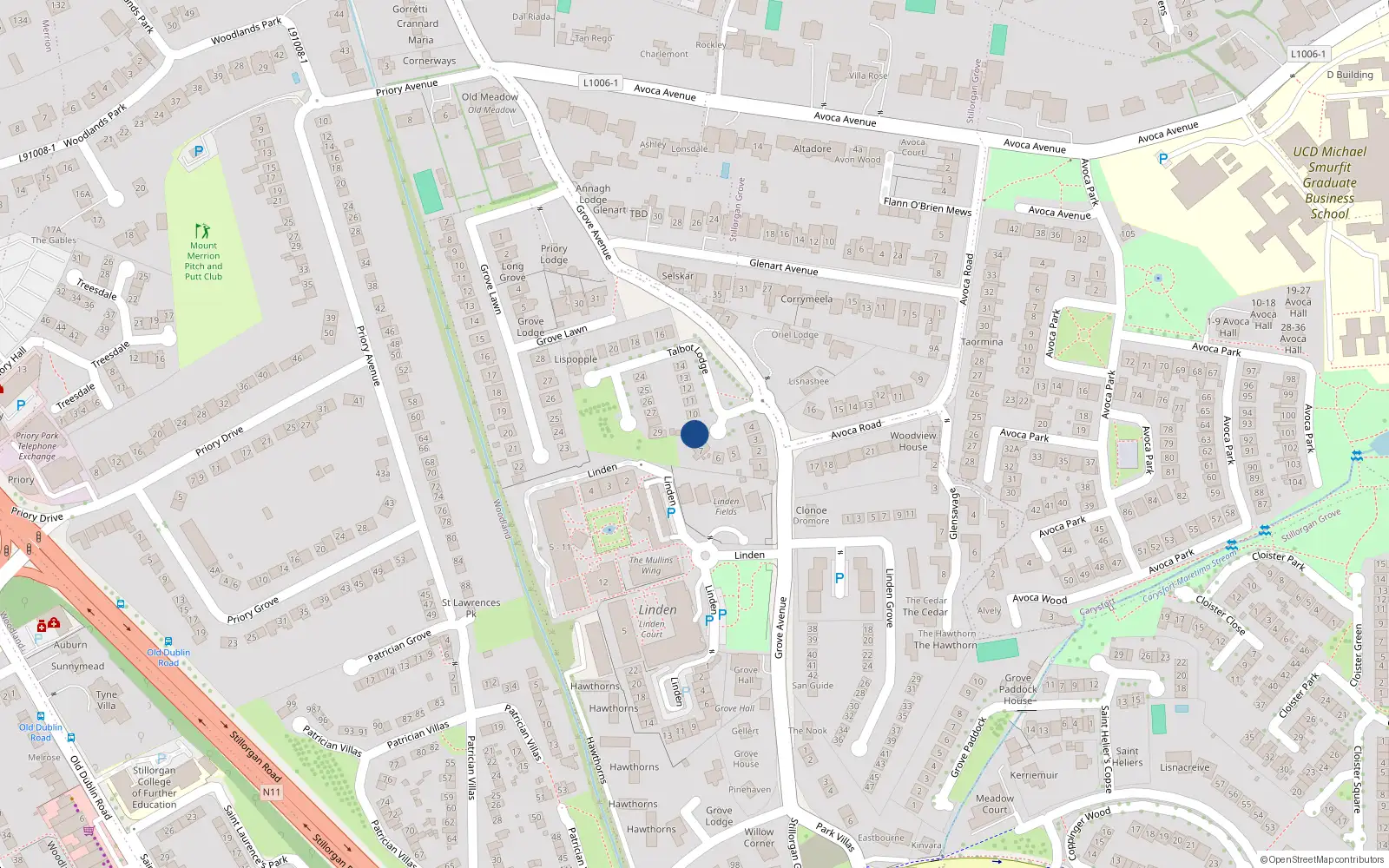 Overhead map showing the location of 8 Talbot Lodge, Blackrock
