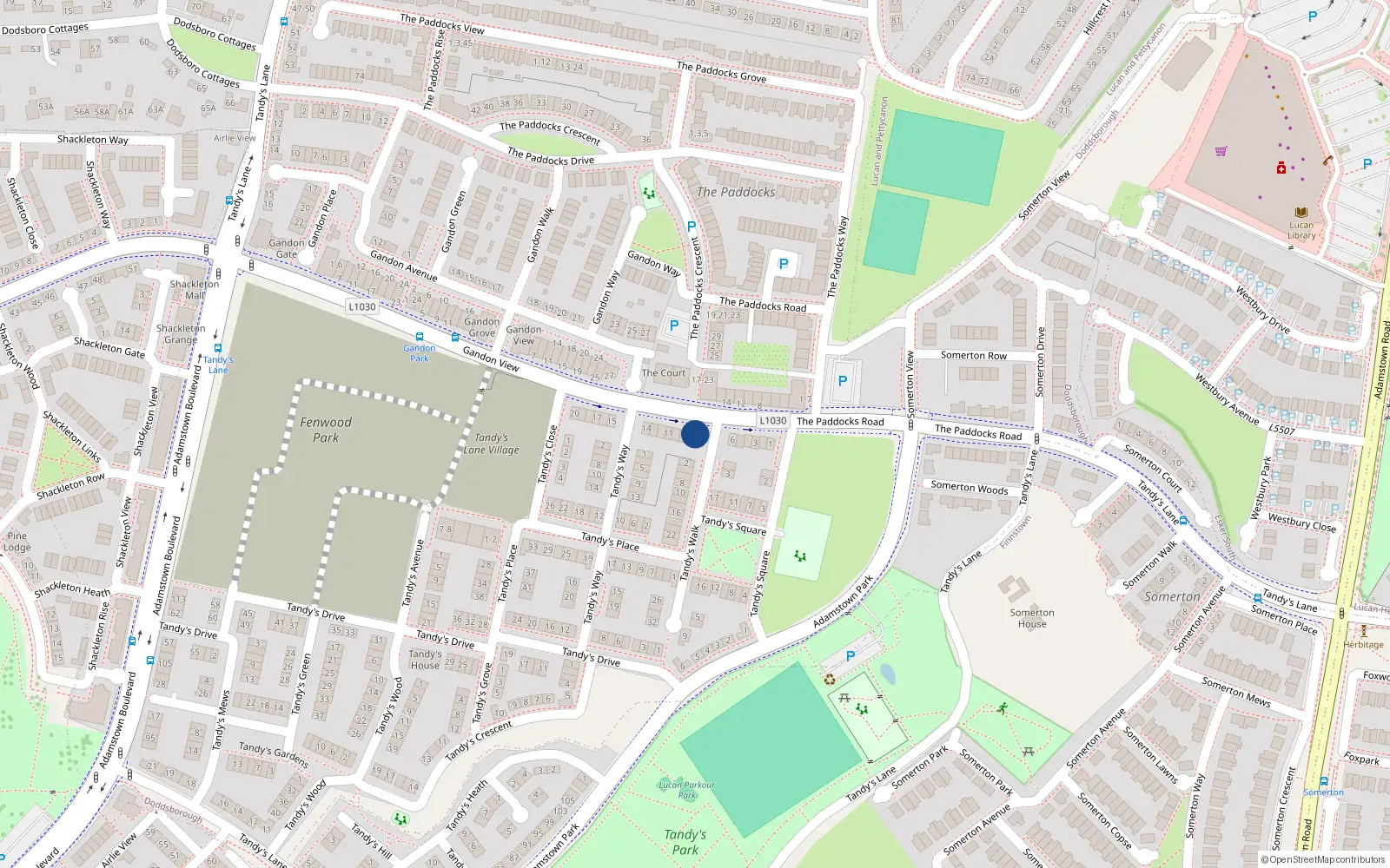 Overhead map showing the location of 8 Tandy's Gate, Adamstown