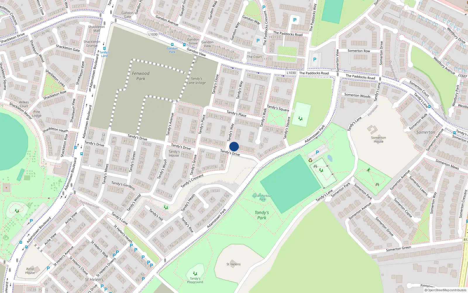 Overhead map showing the location of 8 Tandy's Drive, Lucan