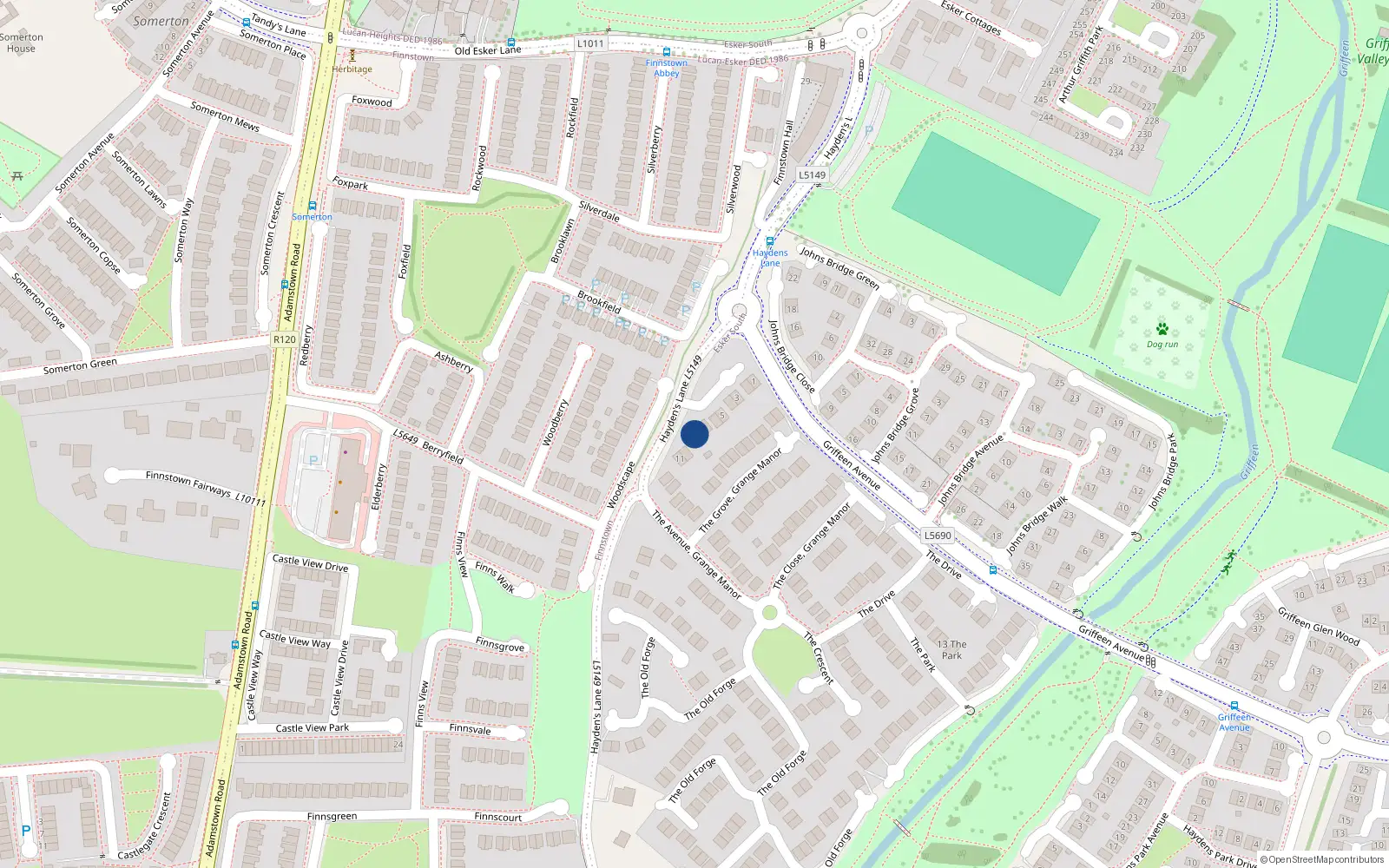 Overhead map showing the location of 8 The Avenue, Lucan