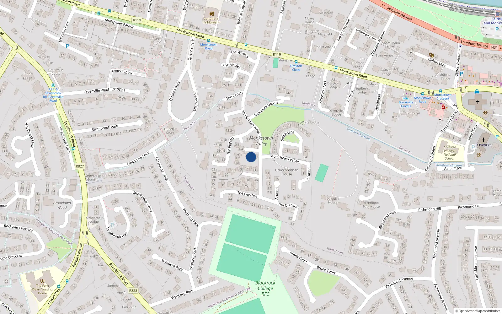 Overhead map showing the location of 8 the Beeches, Monkstown Valley, Monkstown