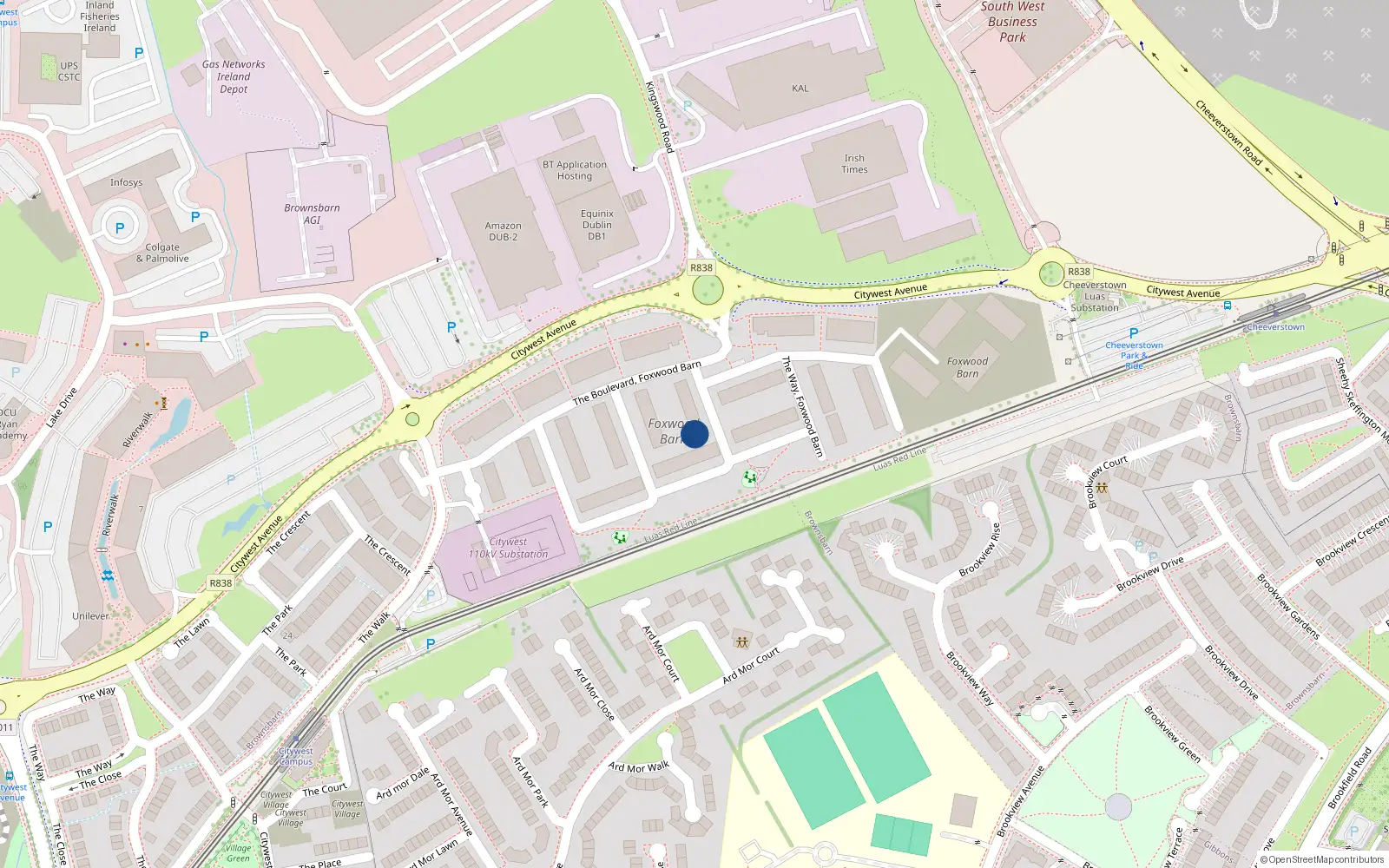 Overhead map showing the location of 8 The Close, Brownsbarn