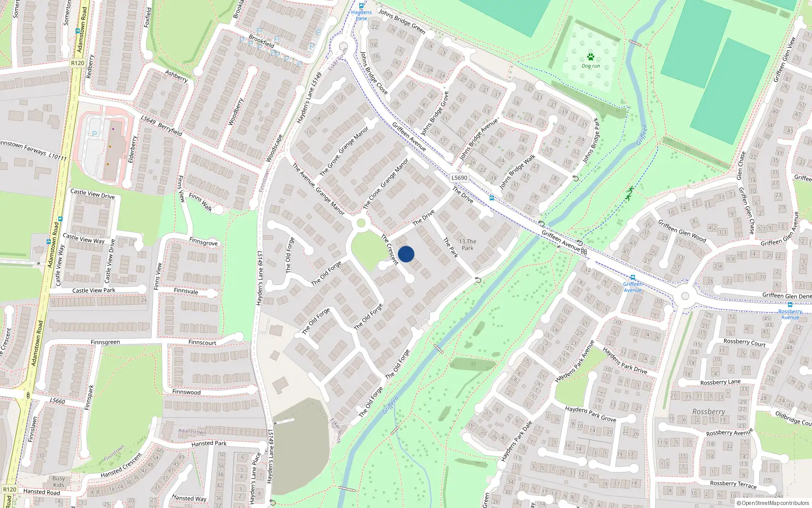 Overhead map showing the location of 8 the Crescent, Grange Manor, Lucan