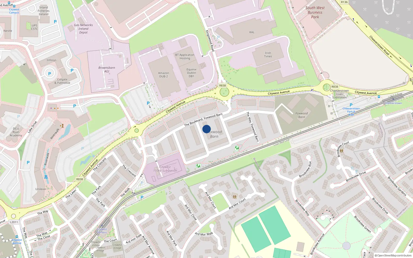 Overhead map showing the location of 8 The Drive, Brownsbarn