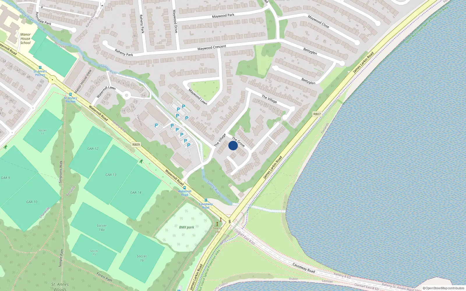 Overhead map showing the location of 8 The Grove, Dublin 5
