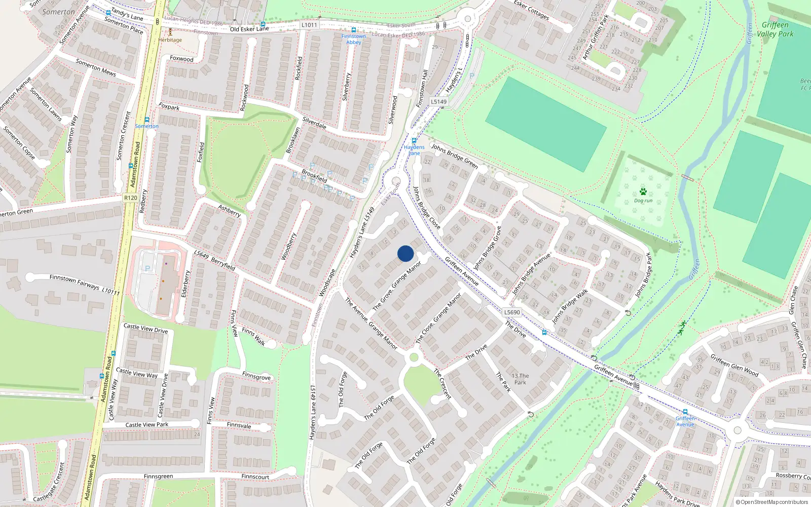 Overhead map showing the location of 8 The Grove, Lucan