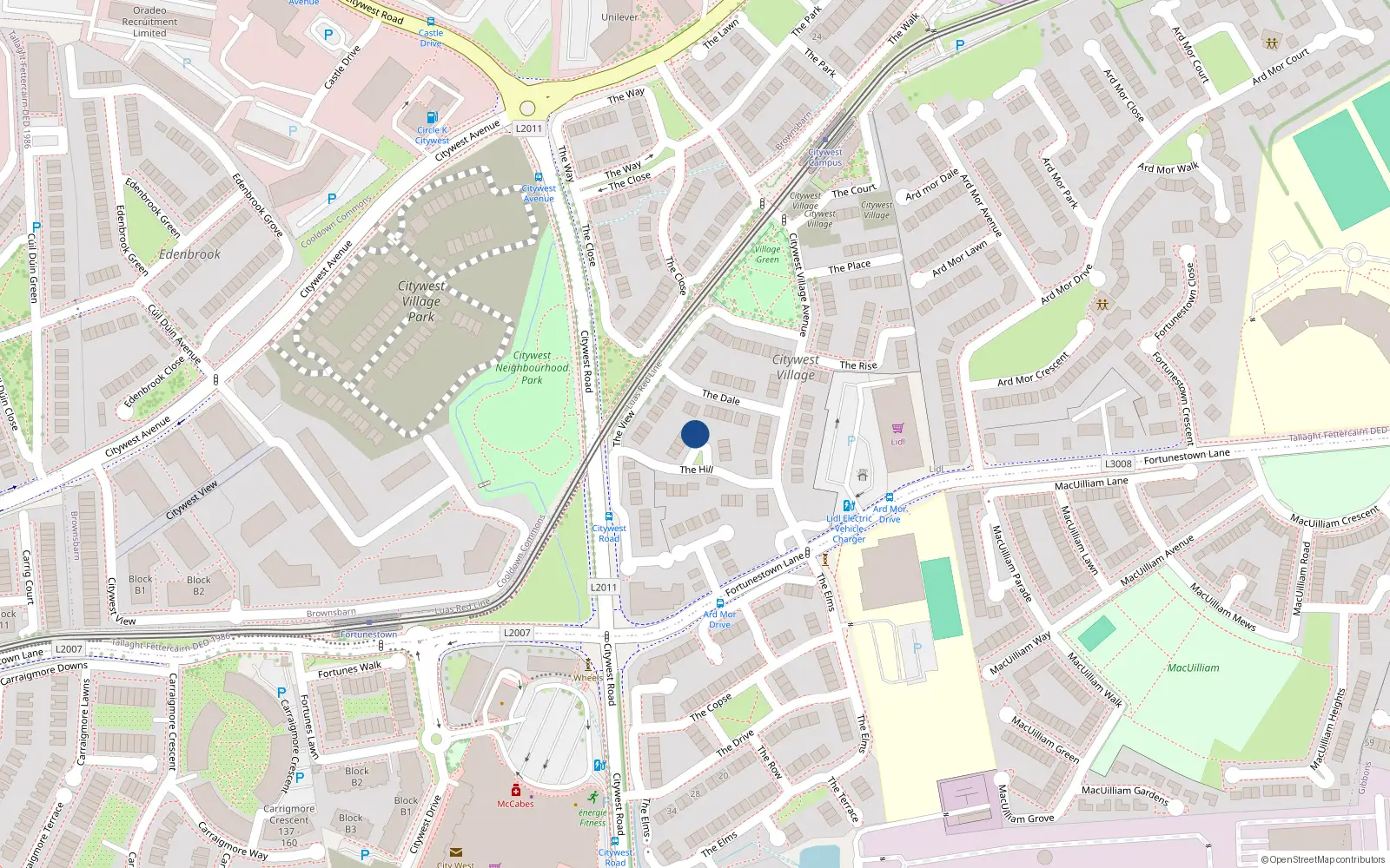 Overhead map showing the location of 8 The Hill, Citywest