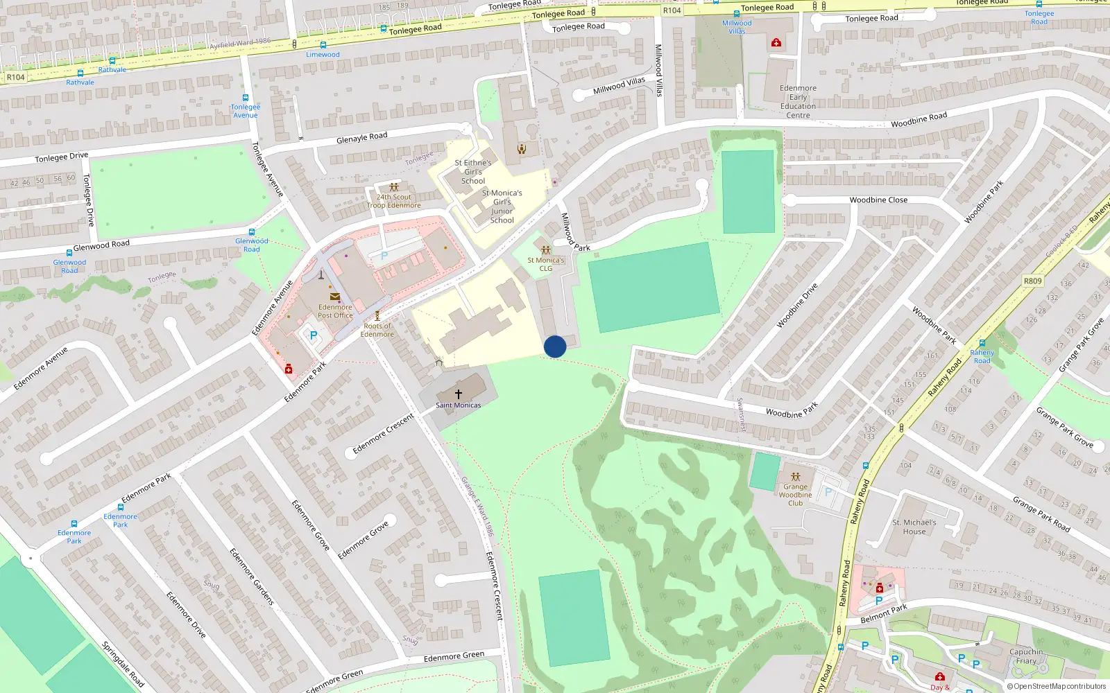 Overhead map showing the location of 8 the Mills, Edenmore Park, Raheny Dublin 5