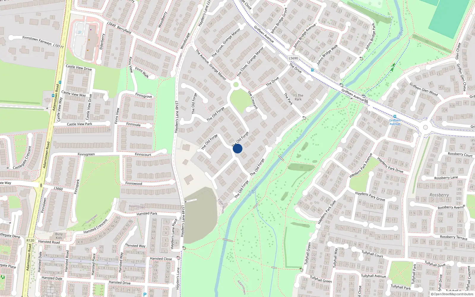 Overhead map showing the location of 8 the Old Forge, Haydens Lane, Lucan