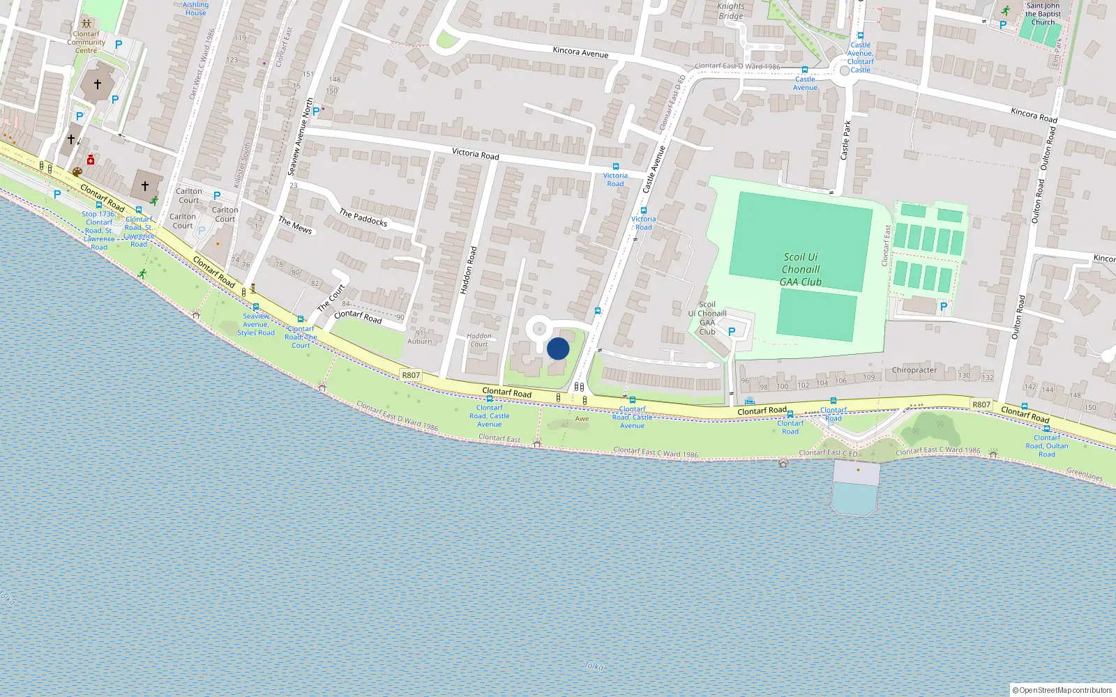 Overhead map showing the location of 8 the Spinnaker, Alverno, Clontarf Road Dublin 3