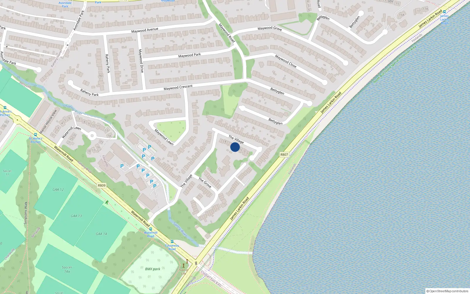 Overhead map showing the location of 8 The Village, Dublin 5