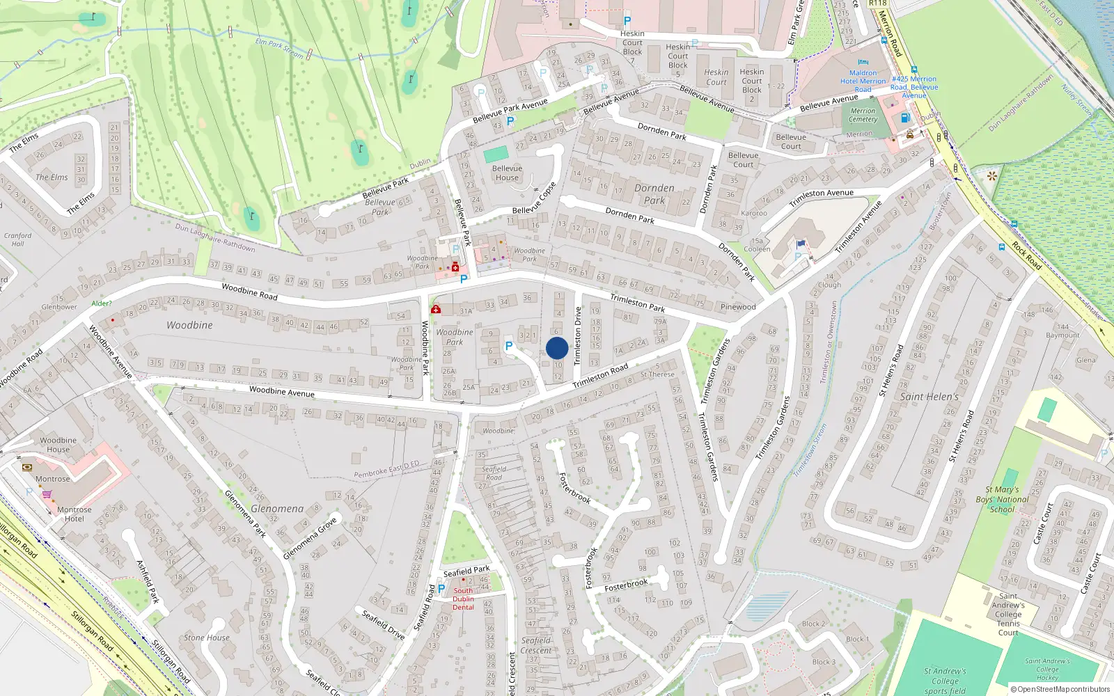 Overhead map showing the location of 8 Trimleston Drive, Trimleston or Owenstown