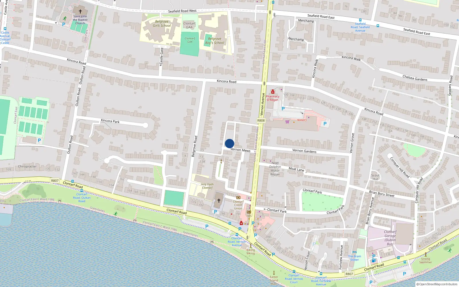 Overhead map showing the location of 8 Vernon Mews, Vernon Avenue