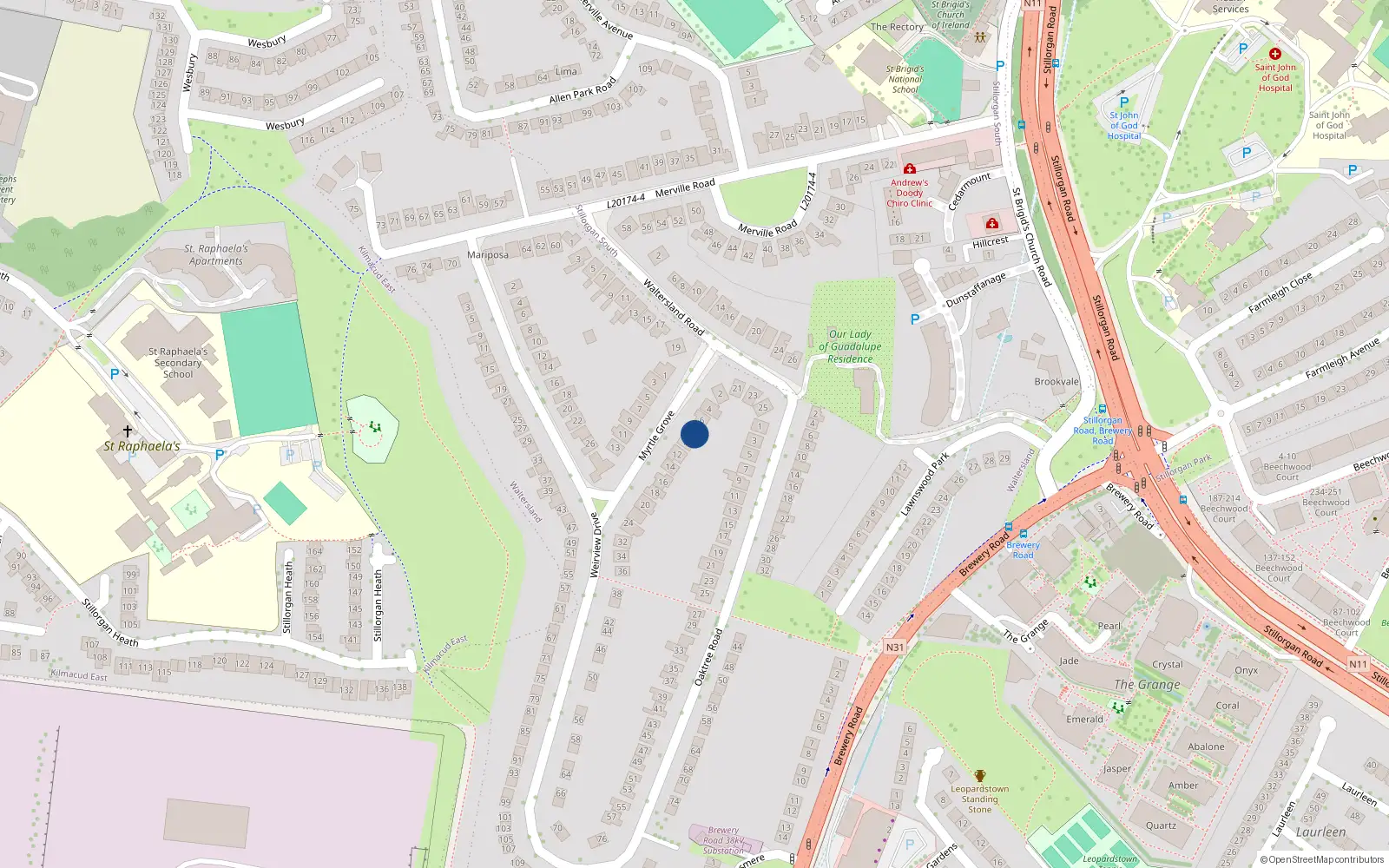 Overhead map showing the location of 8 Weirview Drive, Waltersland