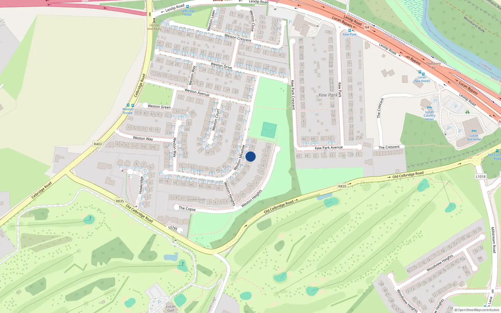 Overhead map showing the location of 8 Weston Meadow, Lucan
