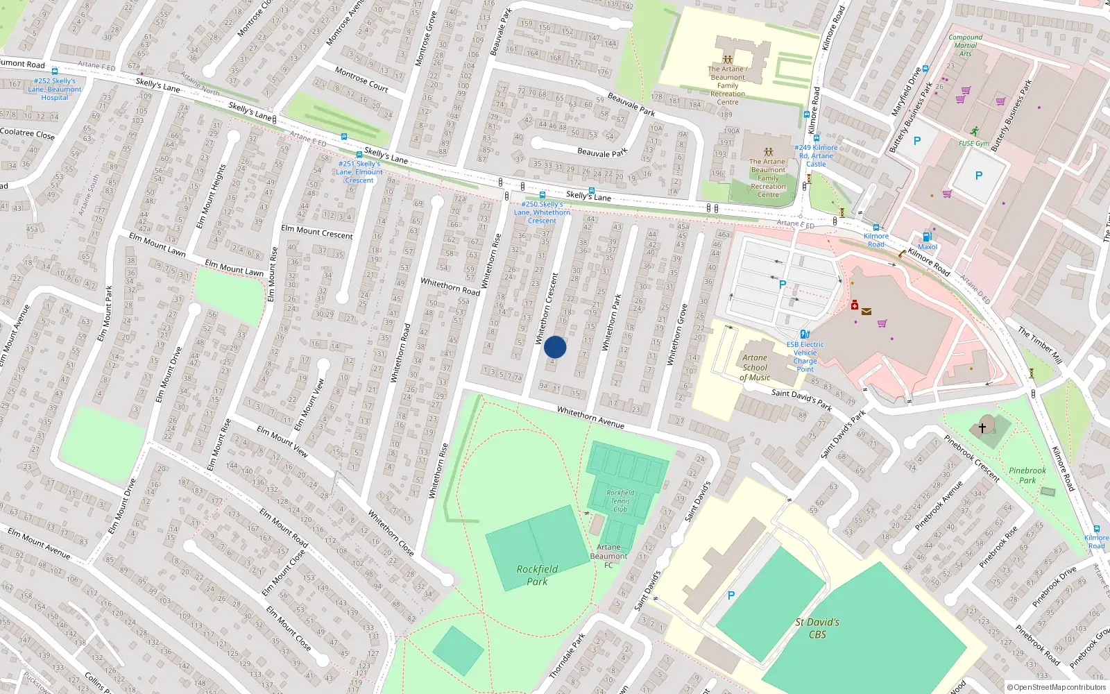 Overhead map showing the location of 8 Whitethorn Crescent, Artane, Dublin 5