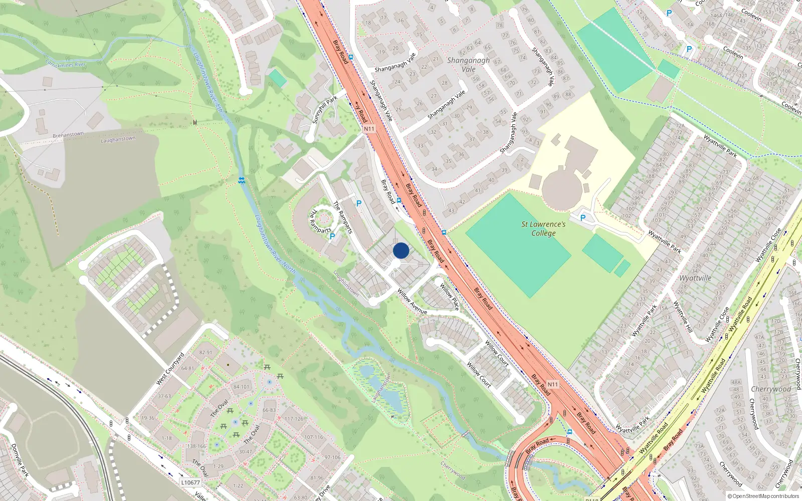 Overhead map showing the location of 8 Willow Park, Dublin 18