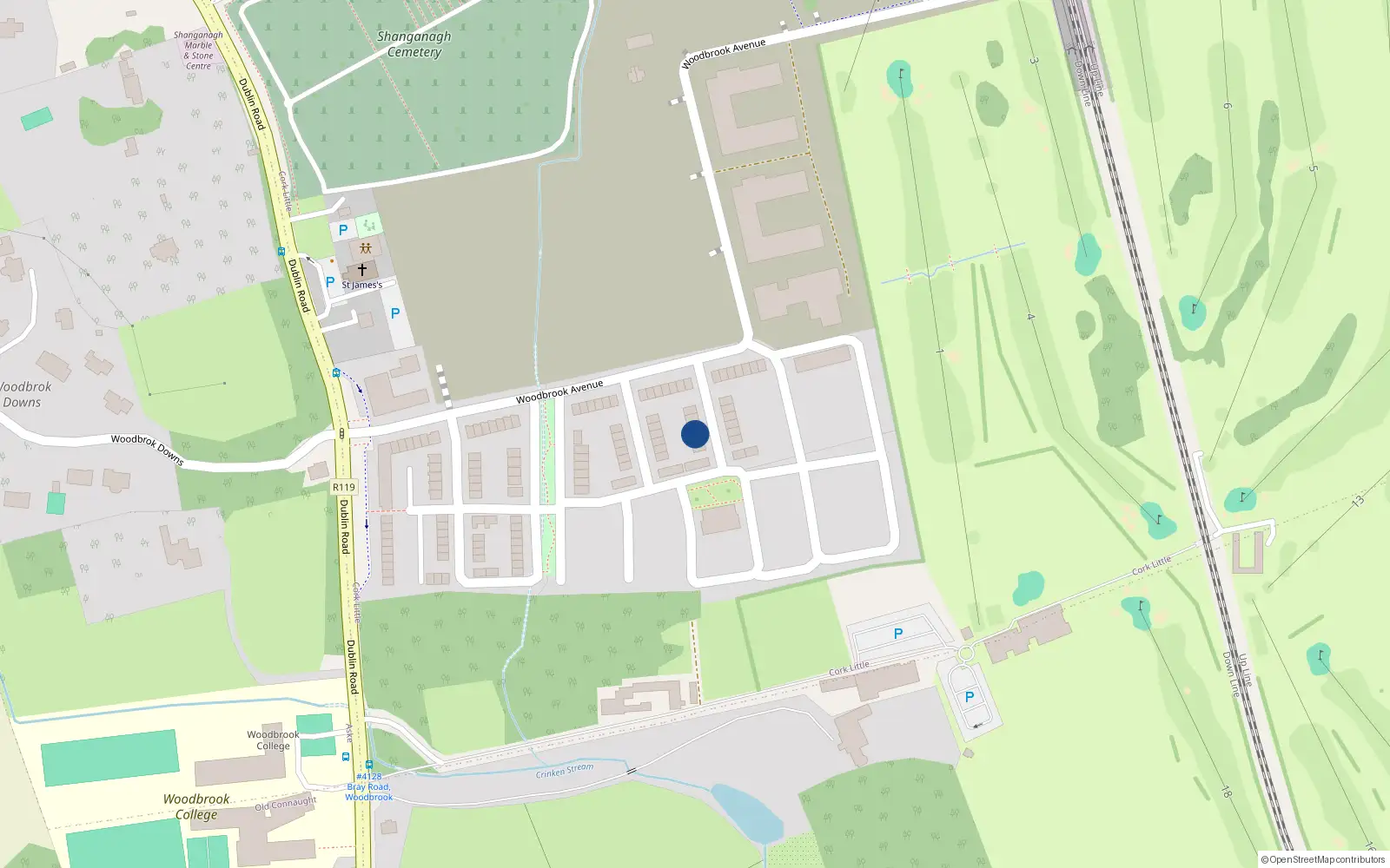 Overhead map showing the location of 8 Woodbrook Elms, Woodbrook, Shankill