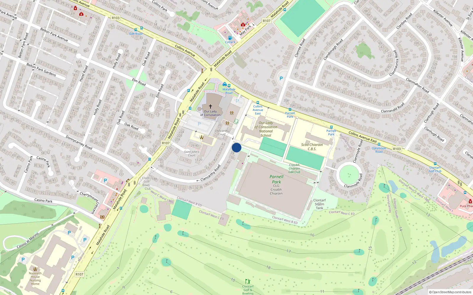 Overhead map showing the location of 80 Clancarthy Road, Dublin 5
