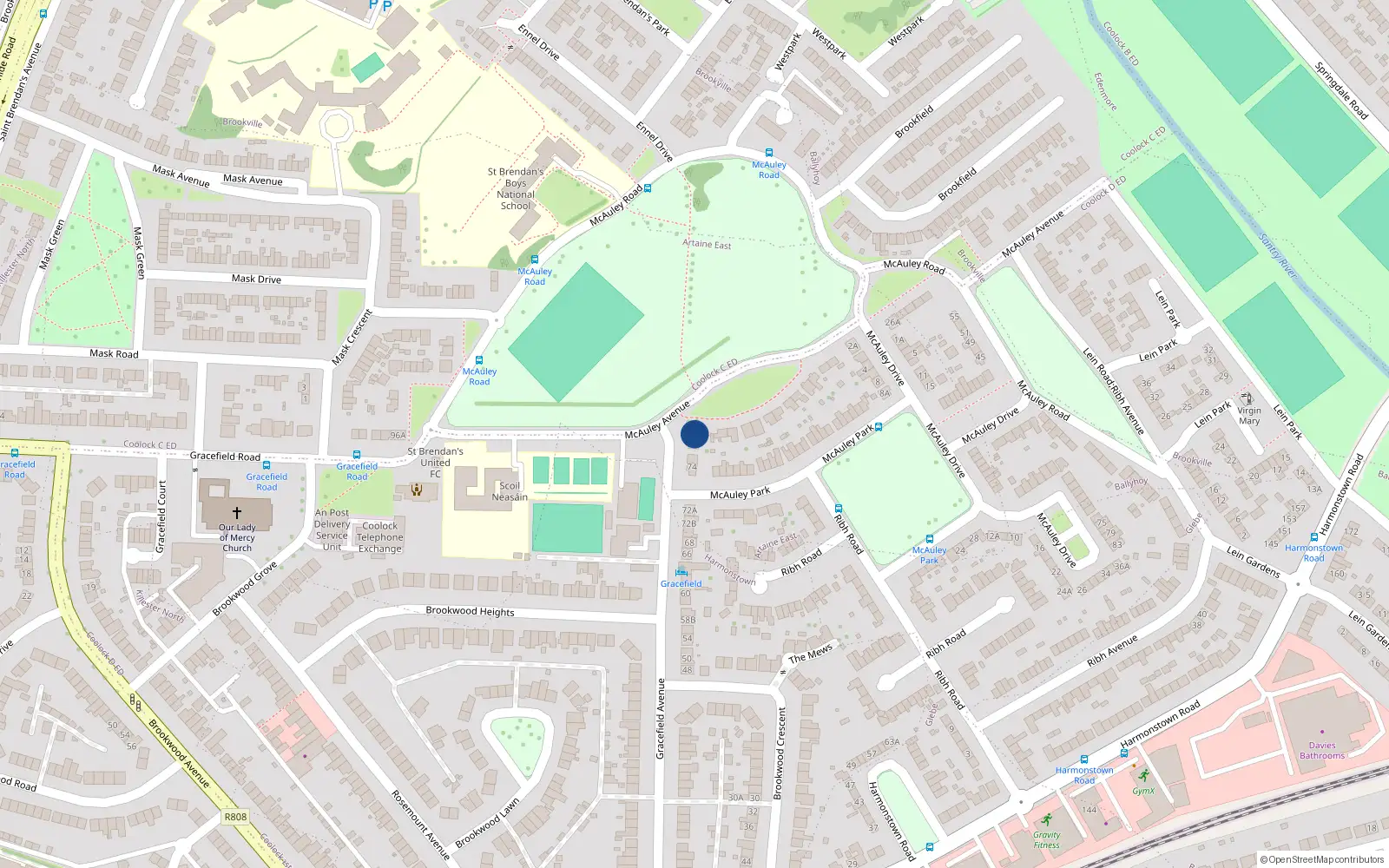 Overhead map showing the location of 80 Gracefield Avenue, Dublin 5