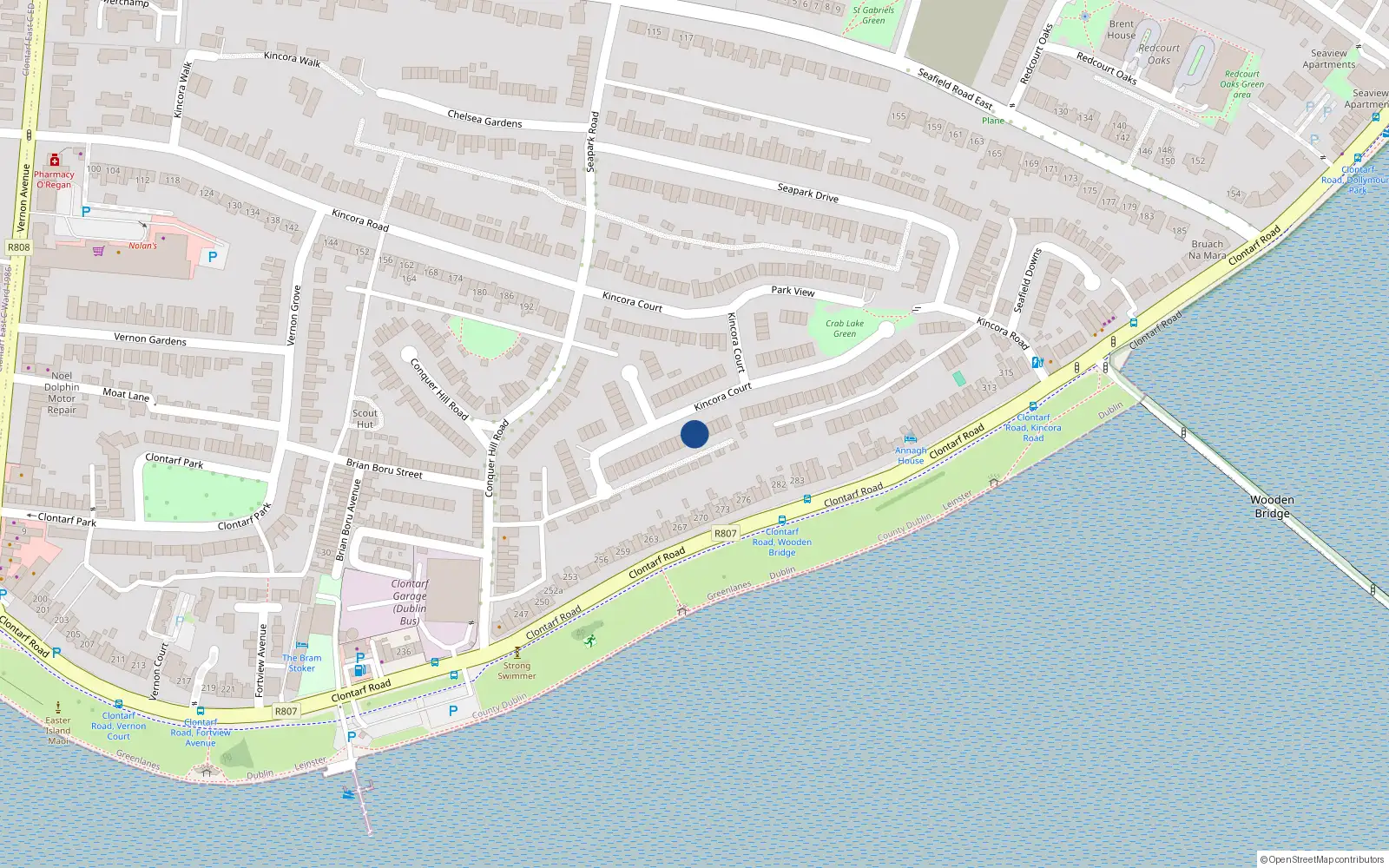 Overhead map showing the location of 80 Kincora Court, Dublin 3