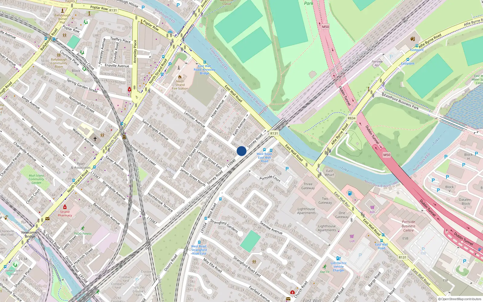 Overhead map showing the location of 80 Leinster Avenue, Northstrand, Dublin 3