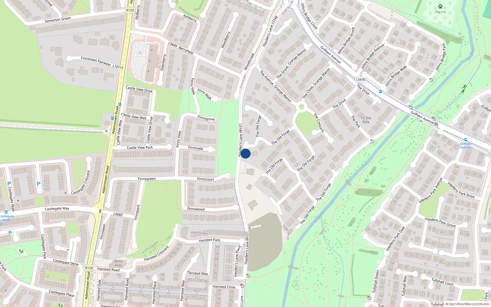 Overhead map showing the location of 80 The Old Forge, Lucan