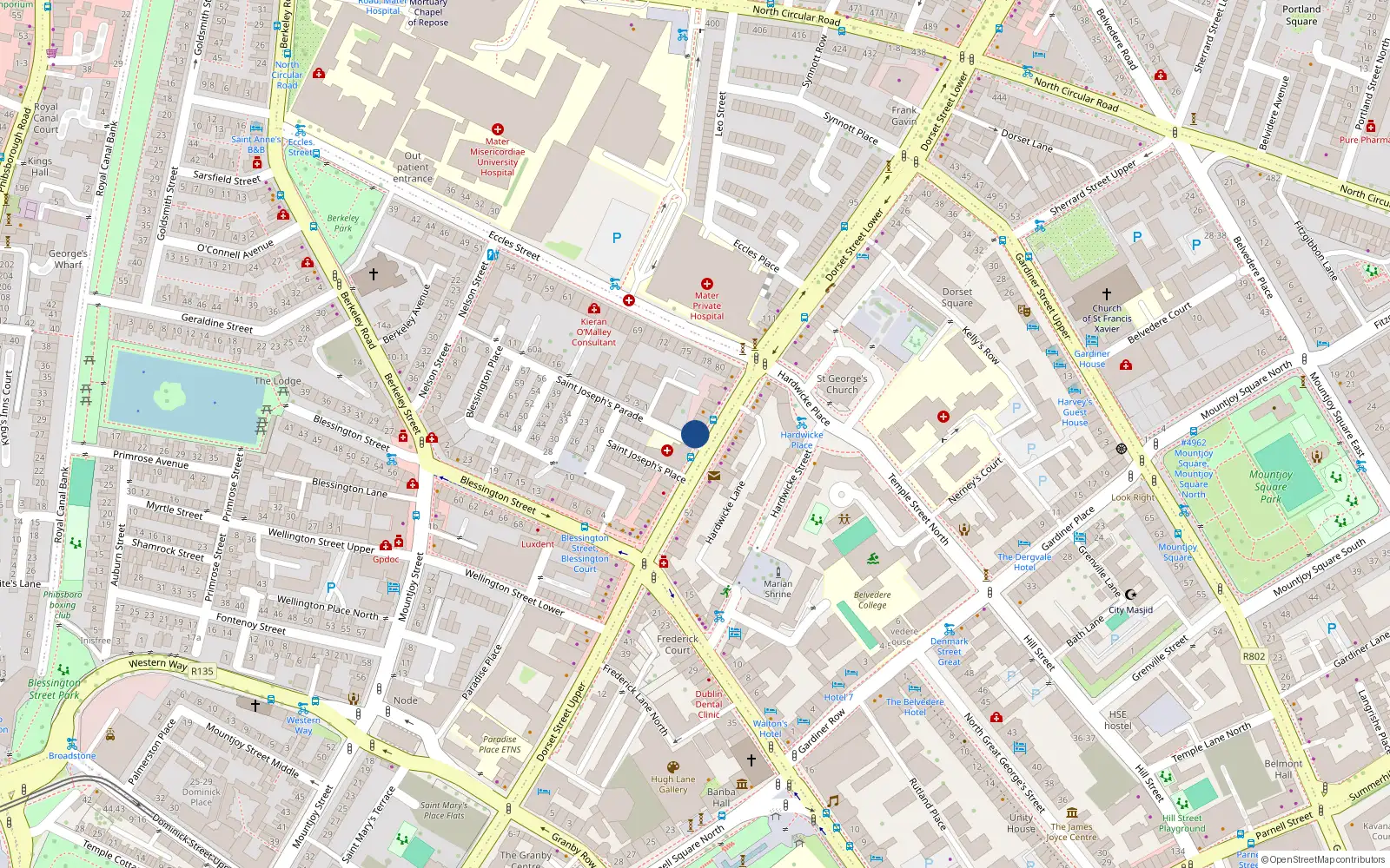 Overhead map showing the location of 80 Upper Dorset St, Dublin 1