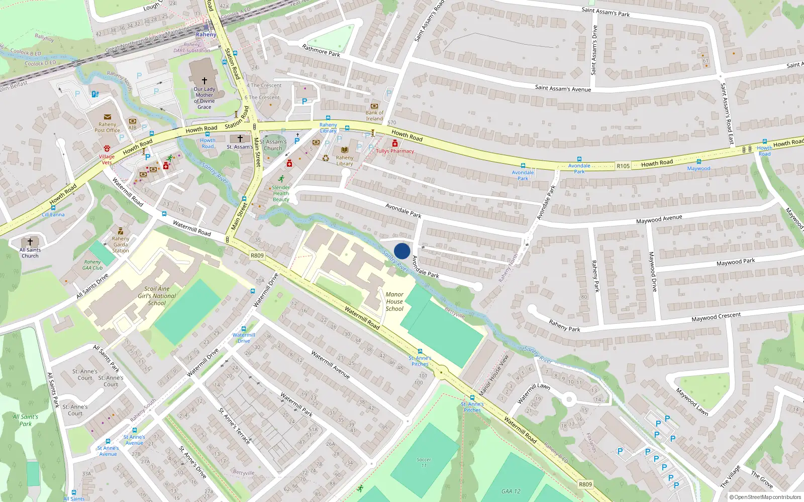 Overhead map showing the location of 81 Avondale Park, Dublin 5