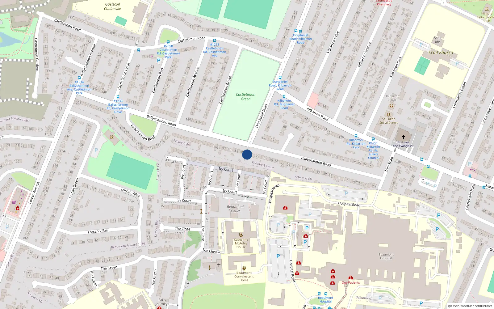 Overhead map showing the location of 81 Ballyshannon Road, Kilmore West, Dublin 5