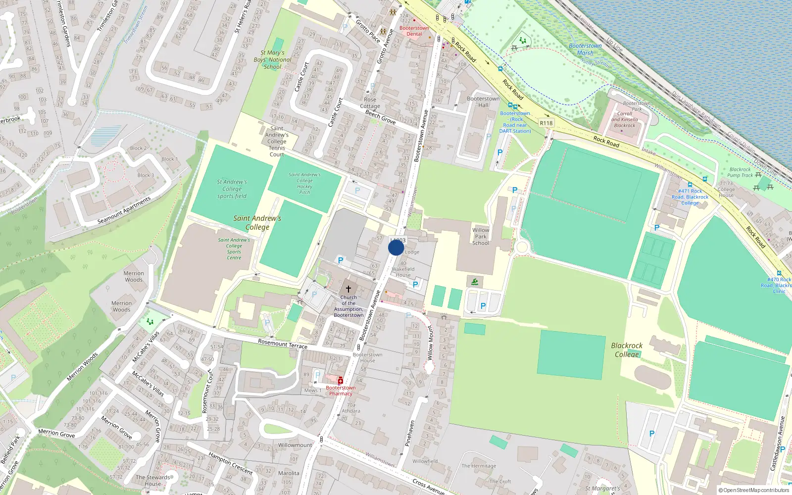 Overhead map showing the location of 81 Booterstown Avenue, Williamstown