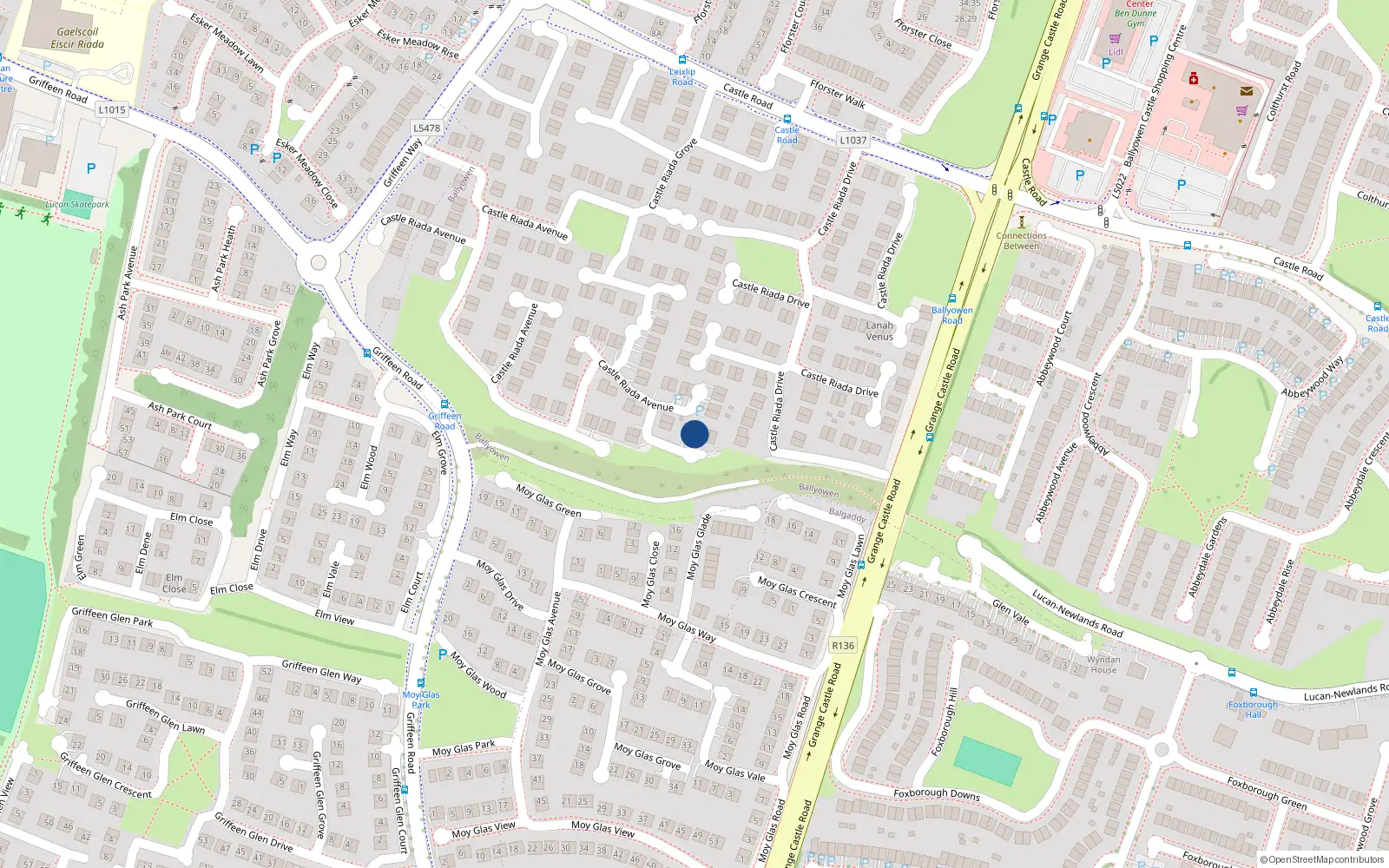 Overhead map showing the location of 81 Castle Riada Avenue, Lucan