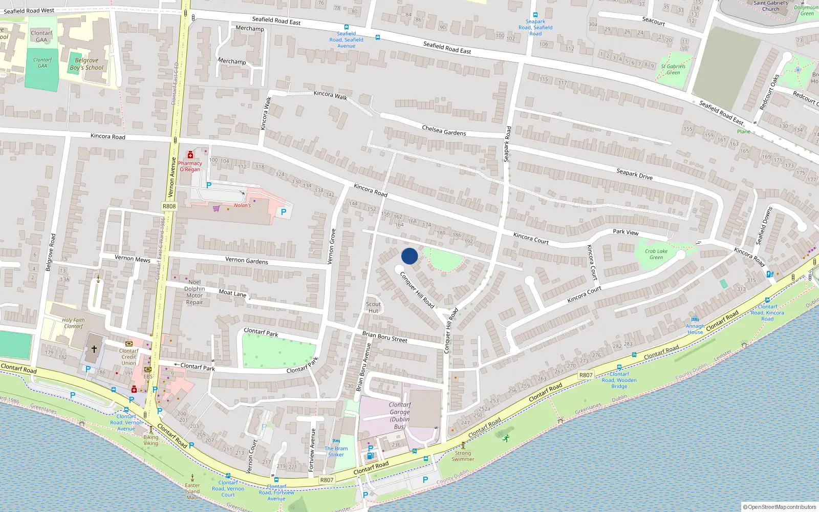 Overhead map showing the location of 81 Conquer Hill Road, Dublin 3