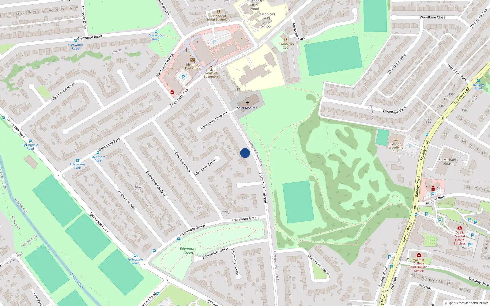 Overhead map showing the location of 81 Edenmore Crescent, Dublin 5