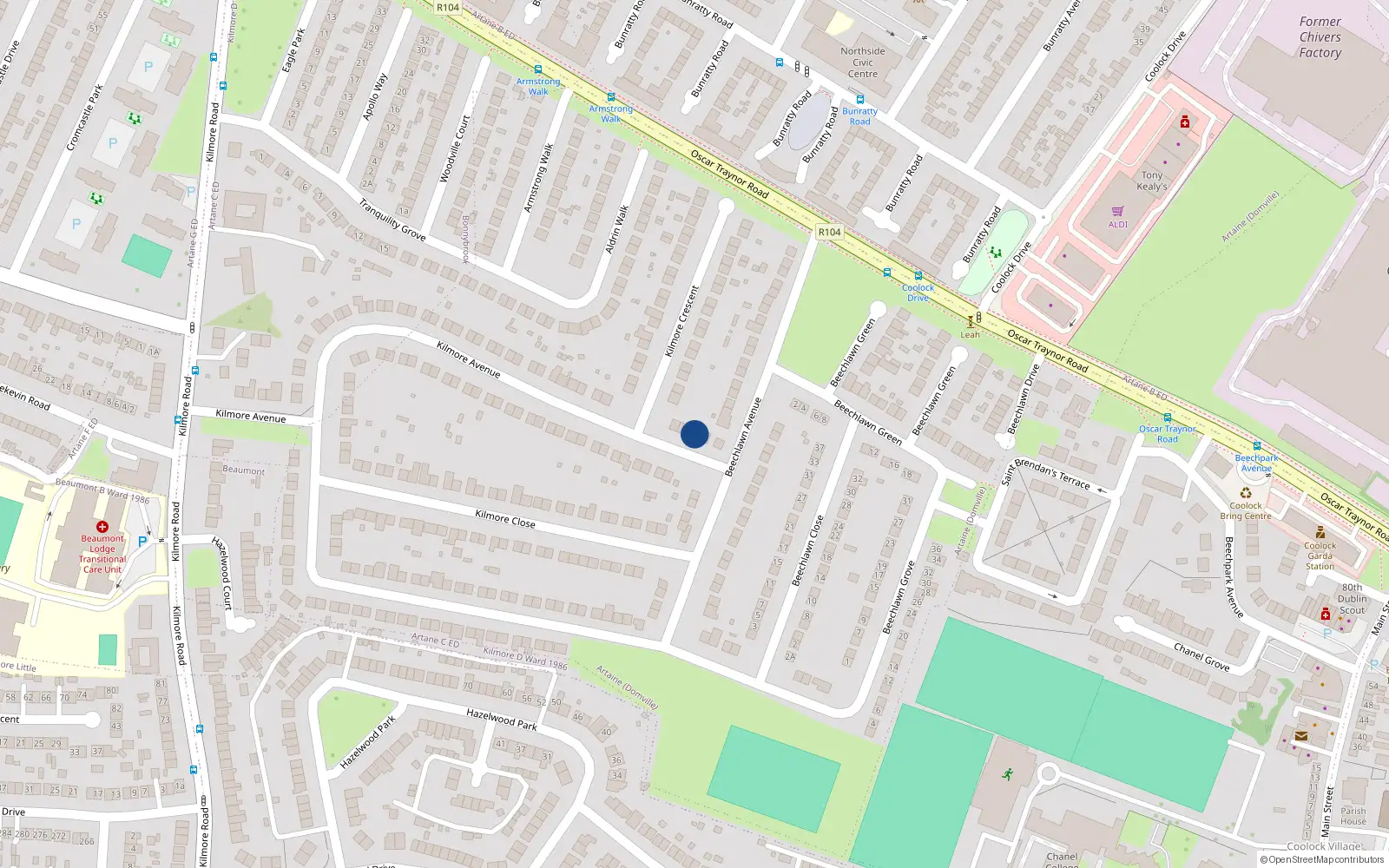Overhead map showing the location of 81 Kilmore Avenue, Artane, Dublin 5