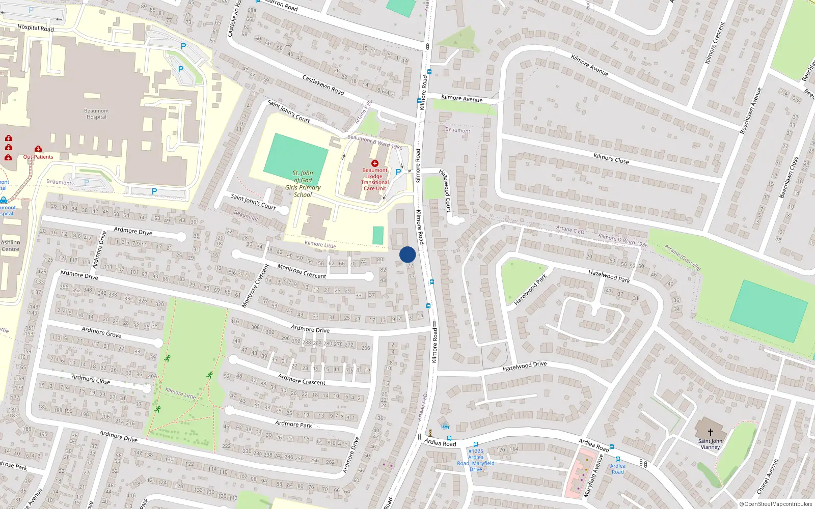 Overhead map showing the location of 81 Kilmore Road, Dublin 5