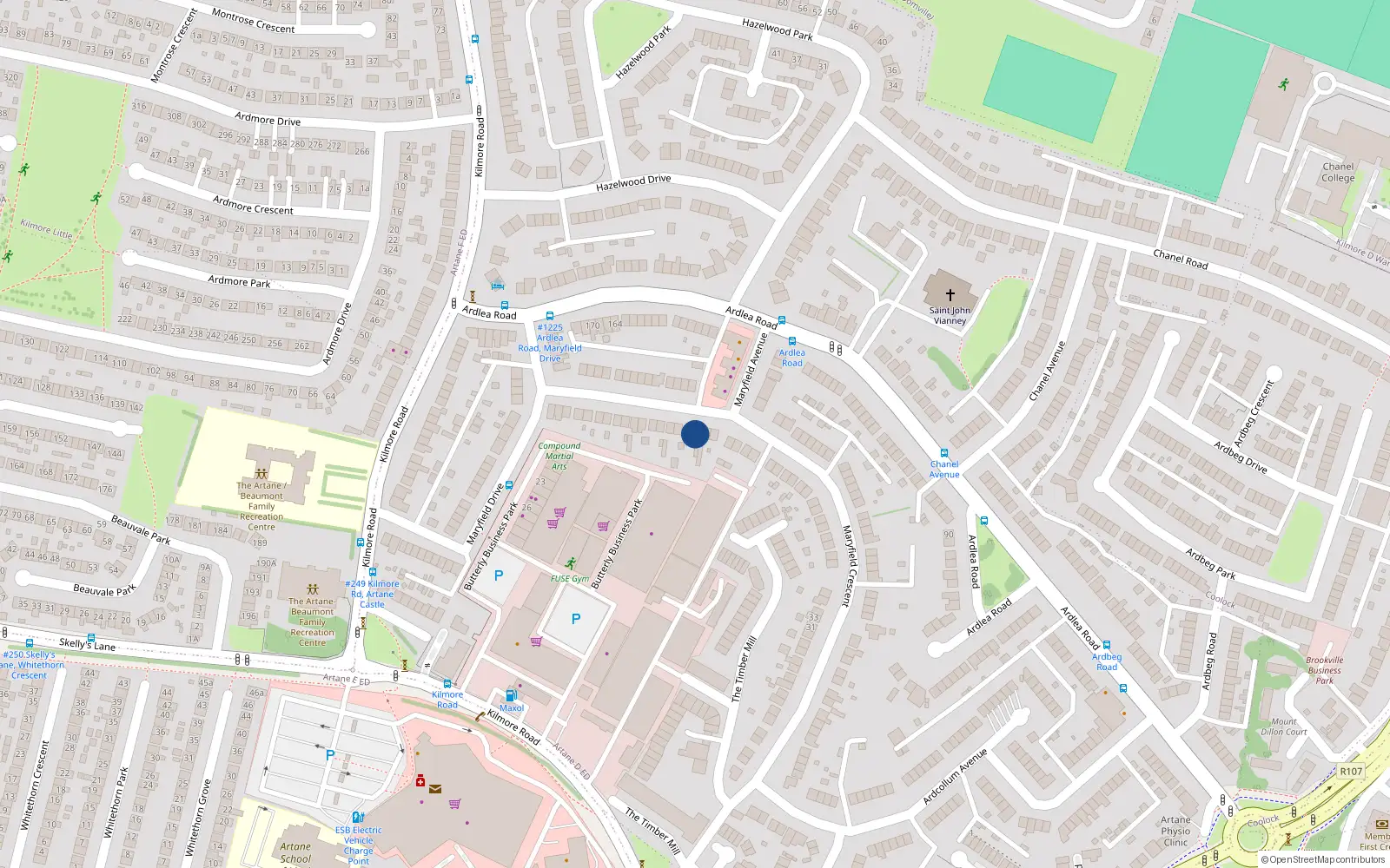 Overhead map showing the location of 81 Maryfield Crescent, Artane, Dublin 5