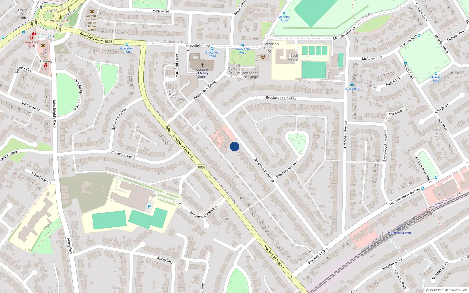 Overhead map showing the location of 81 Rosemount Avenue, Artane, Dublin 5