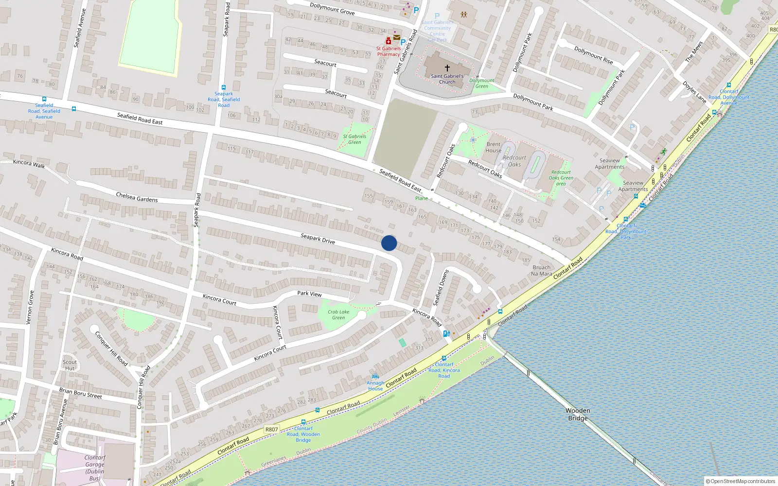 Overhead map showing the location of 81 Seapark Drive, Clontarf, Dublin 3