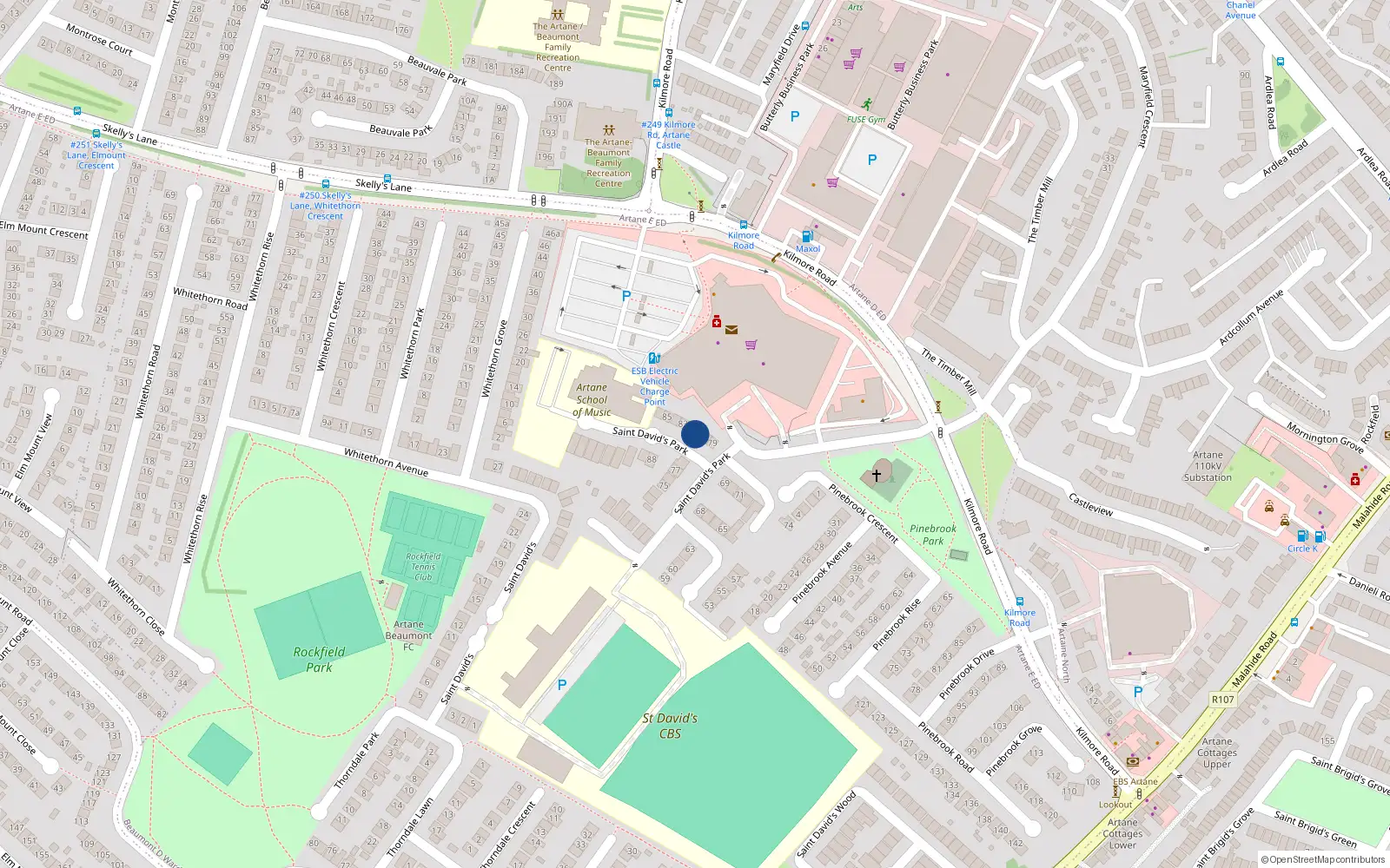 Overhead map showing the location of 81 St Davids Park, Artane, Dublin 5