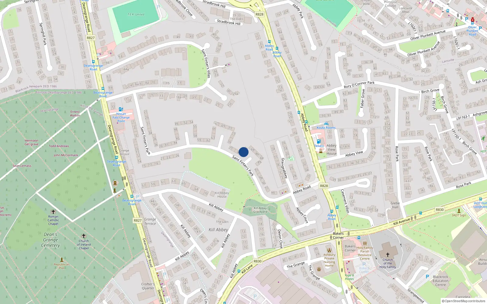 Overhead map showing the location of 81 St Fintans Park, Deansgrange, Dublin
