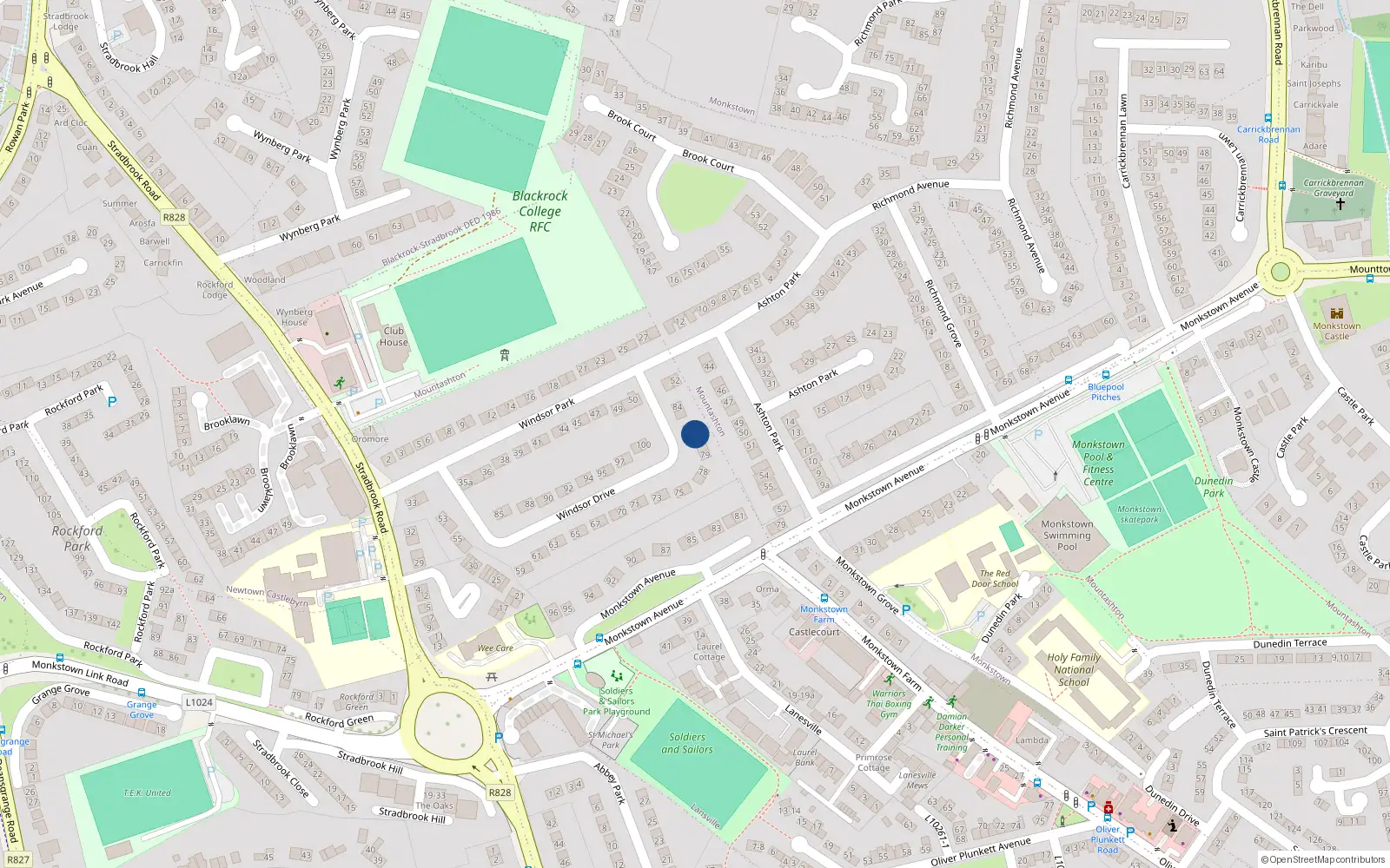 Overhead map showing the location of 81 Windsor Drive, Dublin