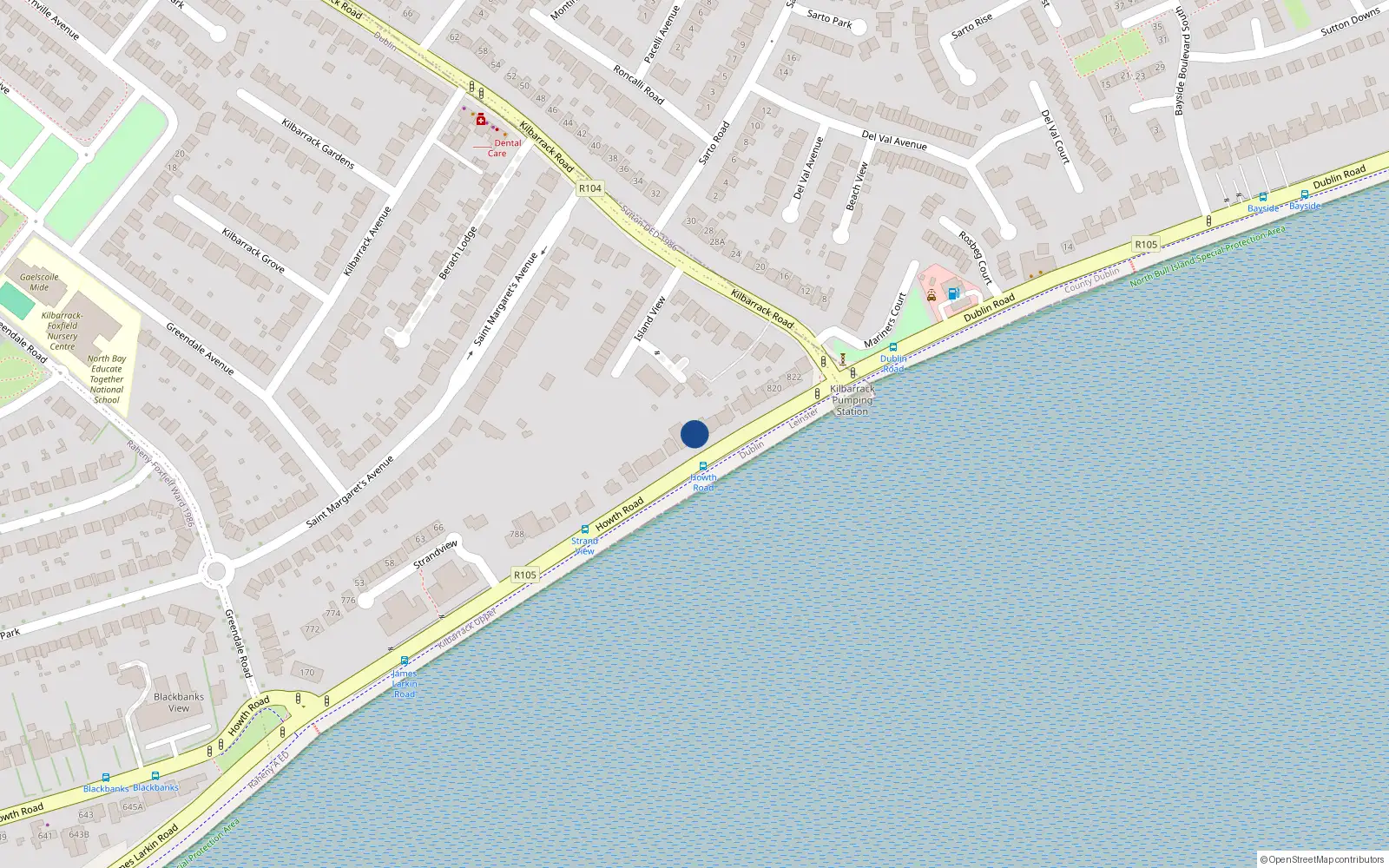 Overhead map showing the location of 810 Howth Road, Dublin 5